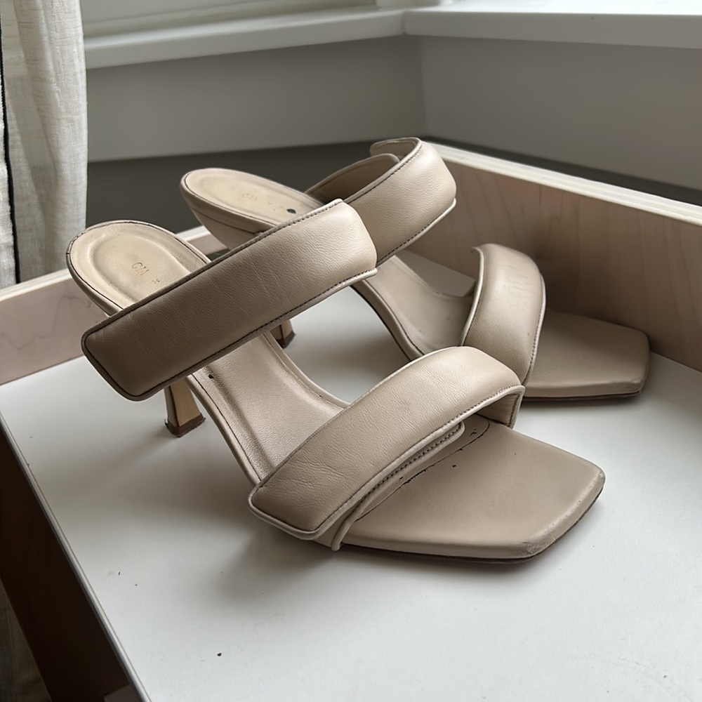 Gia Borghini Nude Leather Mule Heels